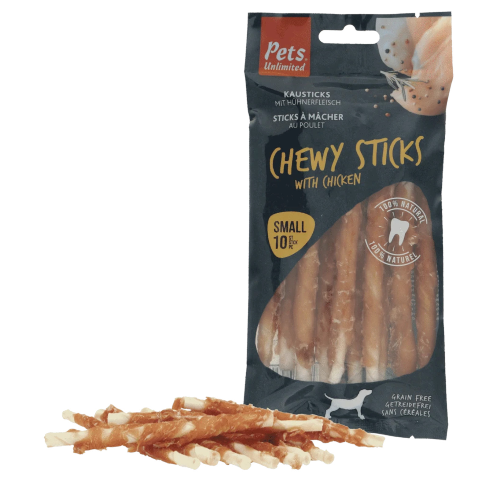 Pets Unlimited Chewy Stick Chicken - Small 10 Pieces